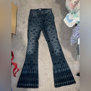 Boho printed high waisted jeans